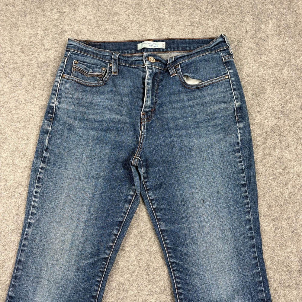 Levi's Jeans Women Size 8 Blue Straight Leg Mid Rise Flap Pocket Denim Dark Wash